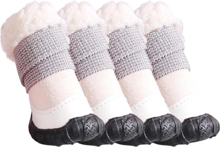 Hondenlaarzen Pootbescherming Hondenschoenen Outdoor Activiteiten Antislip Zool 4 Stuks Beige