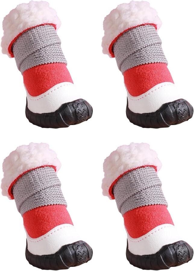Hondenlaarzen Potenbeschermers Hondenschoenen Outdoor Bescherming Koud Weer Antislip Zool 4 x 3 x Rood