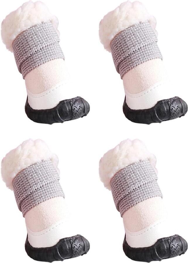 Hondenlaarzen Puppy Hondenschoenen Outdoor Bescherming Poten Antislip Zool 4 stuks Beige