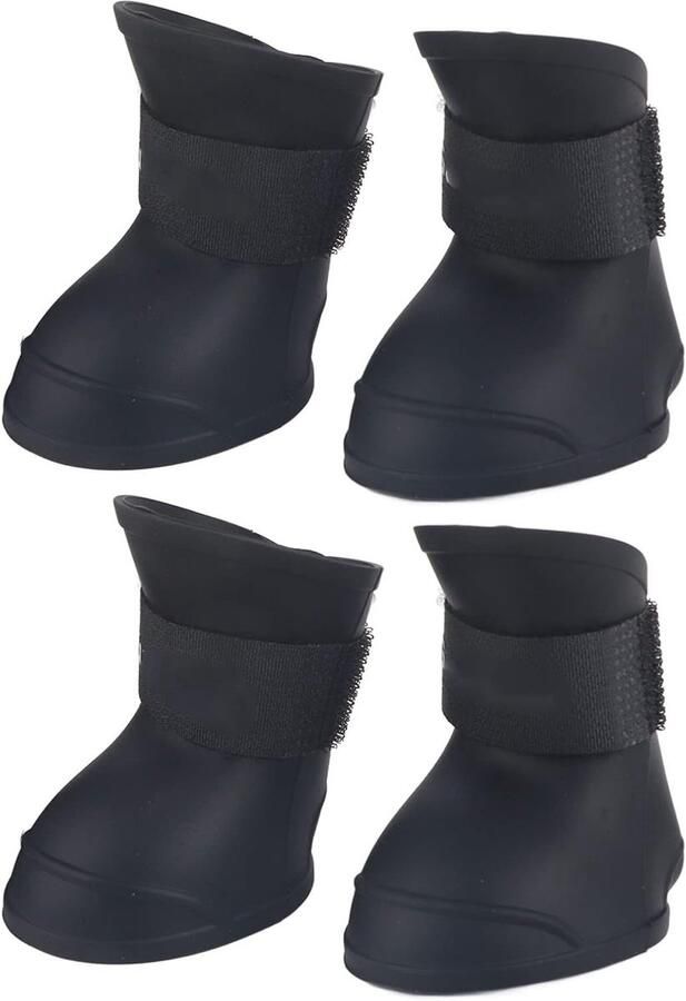 Hondenlaarzen Puppy schoenen Poten bescher Antislip zool 4 stuks Zwart