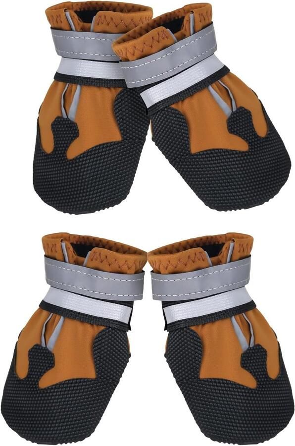 Hondenlaarzen Set Hondenschoenen Beschermers Poten Bescher Waterdicht Antislip Ontwerp XXL Maat Bruin