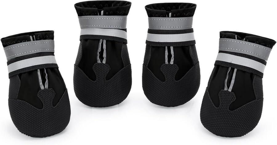 Hondenlaarzen Set Pootbeschermers Bescherming Poten Waterdicht en Reflecterend 4 Stuks Zwart