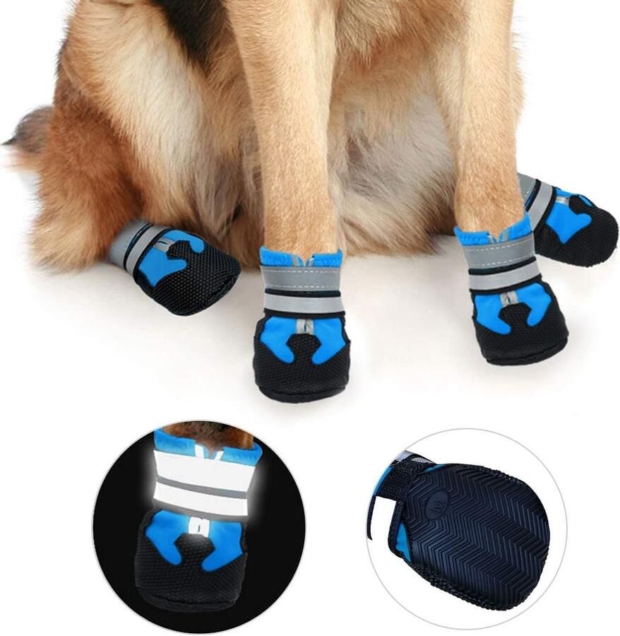 Hondenlaarzen Set van 4 Waterdichte en Antislip Schoenen voor Gewonde Pootjes Reflecterende Straps voor Kleine Middelgrote en Grote Honden