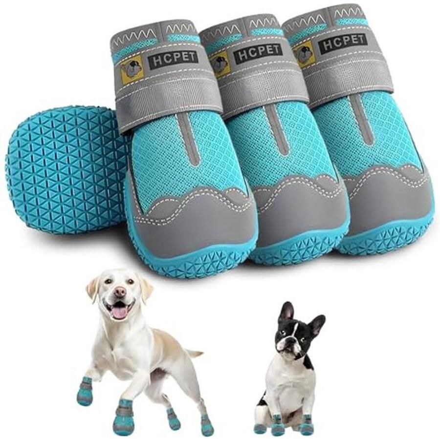 Hondenlaarzen voor alle groottes ade d antislip met reflecterende banden 4 stuks