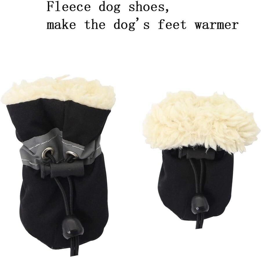 Hondenlaarzen voor Kleine Honden Winterse Bescherming voor Pootjes Comfortabele en Antislip Sneakers met Reflecterende Bandjes (5* in Zwart