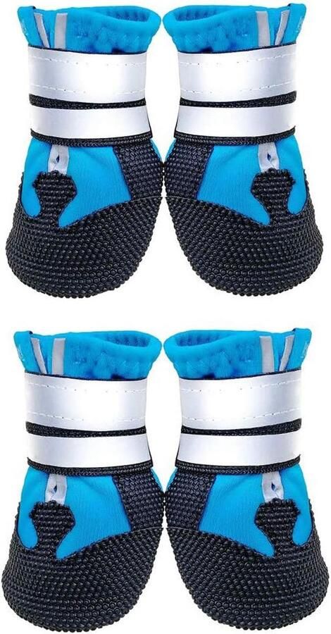 Hondenschoenen Bescher de Laarzen Set van 4 Waterdichte Antislip Pootbeschermers voor Buiten met Reflecterende Bandjes voor Kleine Middelgrote en Grote Honden