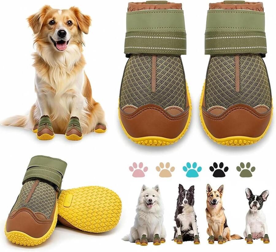 Hondenschoenen Grote Honden Hondenlaarsjes Pootbeschermers Bescherming Pootjes Ade d Anti-slip Ontwerp Legergroen