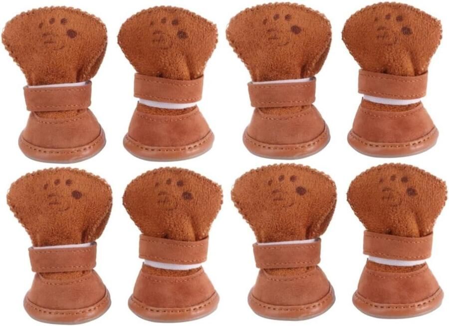 Hondenschoenen Hondenlaarsjes Buitenwandelen Verstelbare sluiting 4 stuks Koffie