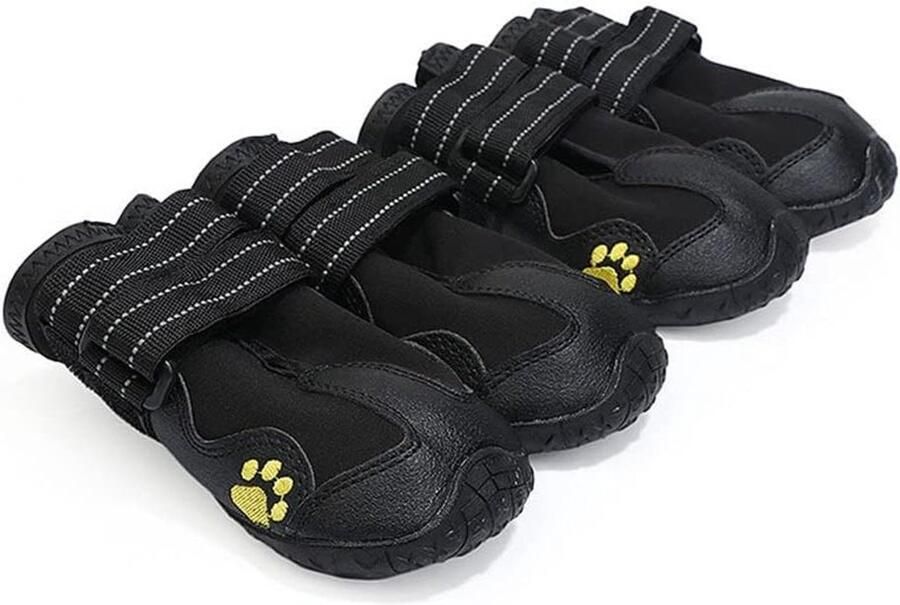 Hondenschoenen Hondenlaarsjes Outdoor Pootbescherming Waterdicht Ademend 4 Stuks Zwart