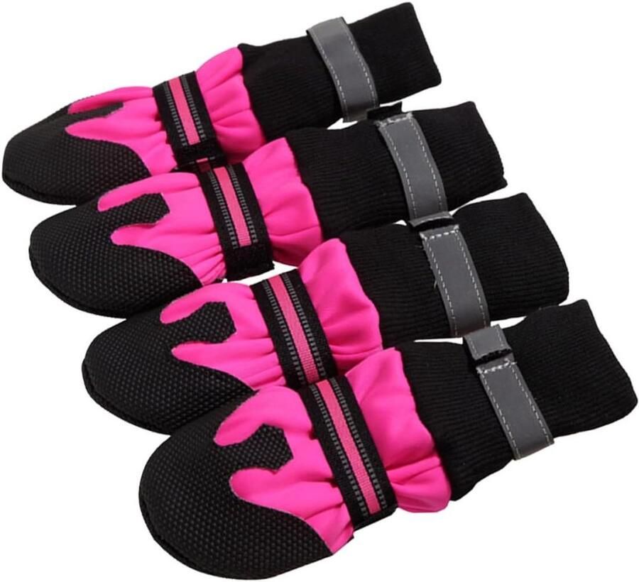 Hondenschoenen Hondenlaarsjes Pootbeschermers Bescherming Pootjes Antislip Zool Verstelbaar Hoogte Roze