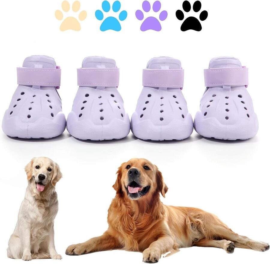 Hondenschoenen Hondenlaarsjes Pootbeschermers Bescherming Poten Antislip Waterdicht Paars