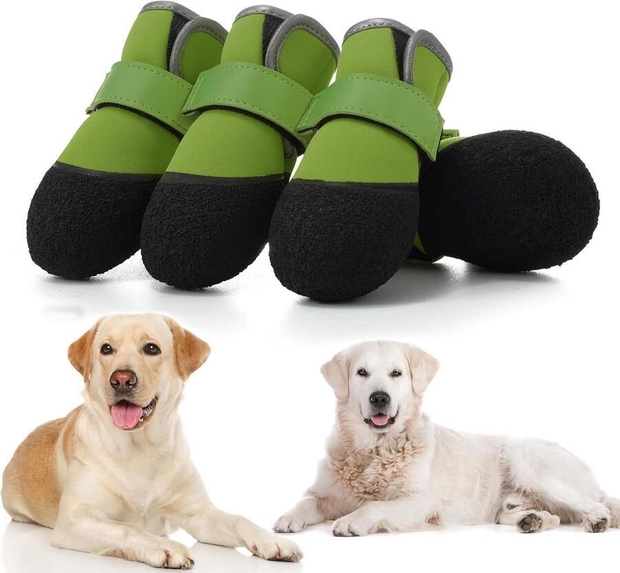 Hondenschoenen Hondenlaarsjes Pootbeschermers Hond Bescher Antislip Robuuste Zool Groen