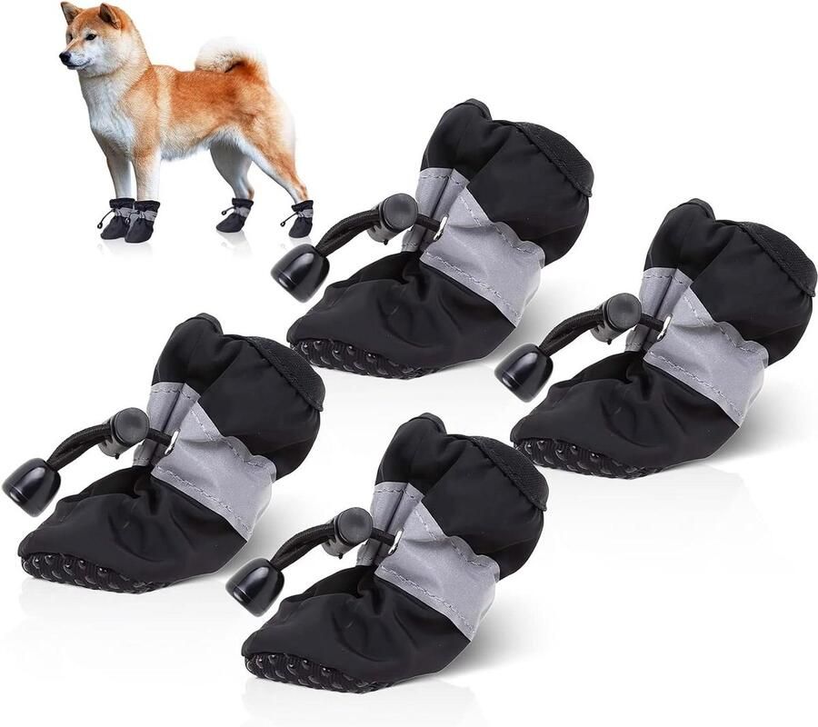 Hondenschoenen Hondenlaarsjes Pootbeschermers Poten Bescher Antislip Waterdicht 4 stuks Meerkleurig
