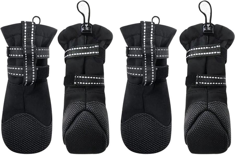 Hondenschoenen Hondenlaarsjes Pootbeschermers Poten Bescher Antislip Waterdicht Maat L Zwart
