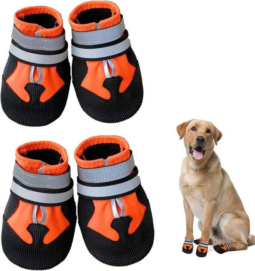 Hondenschoenen Hondenlaarzen Pootbeschermers Outdoor Wandelen Waterdicht Antislip XXL Oranje