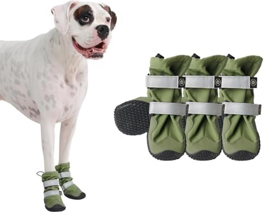 Hondenschoenen Hondenlaarsjes Pootbescherming Reflecterende bandjes 4 stuks Zwart