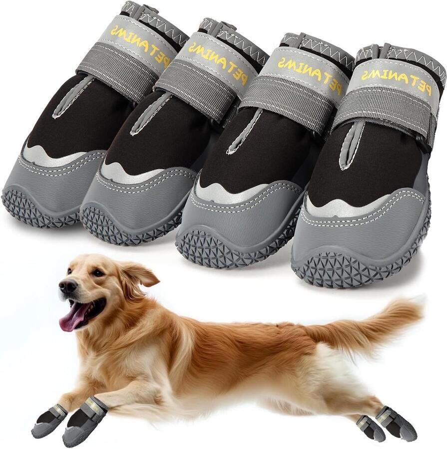 Hondenschoenen Hondenlaarzen Pootbeschermers Bescherming Poten Antislip Zool Waterdicht breed) Zwart