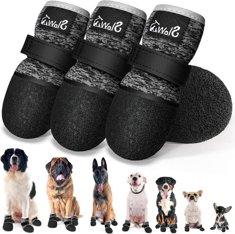 Hondenschoenen Hondenlaarzen Pootbeschermers Poten Beschermen Antislip Rubberen Zool Zwart