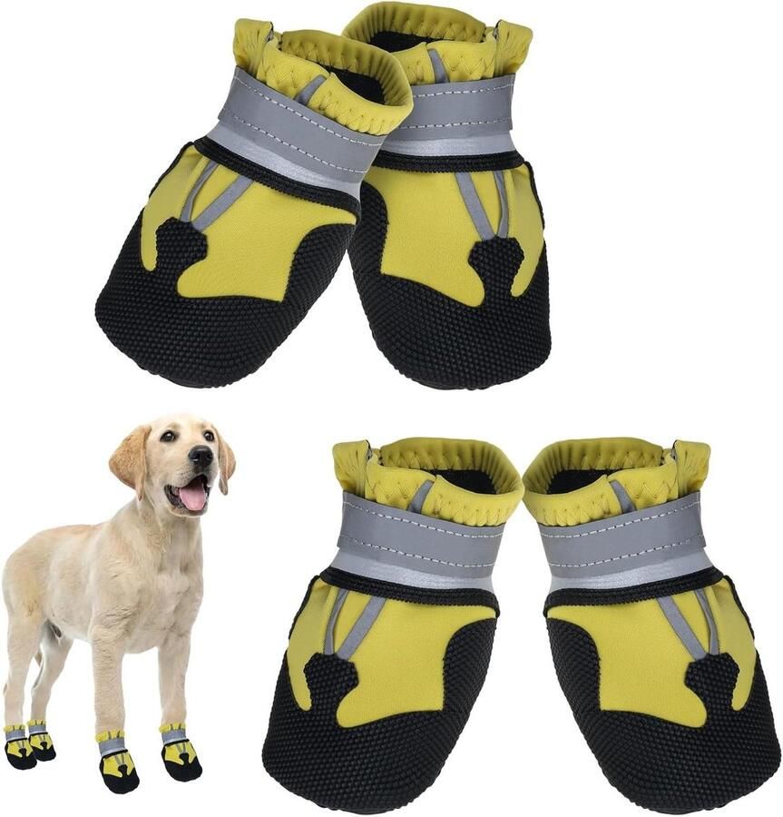 Hondenschoenen Hondenlaarzen Pootbeschermers Poten Bescher Antislip Rubberzool 4 stuks Zwart