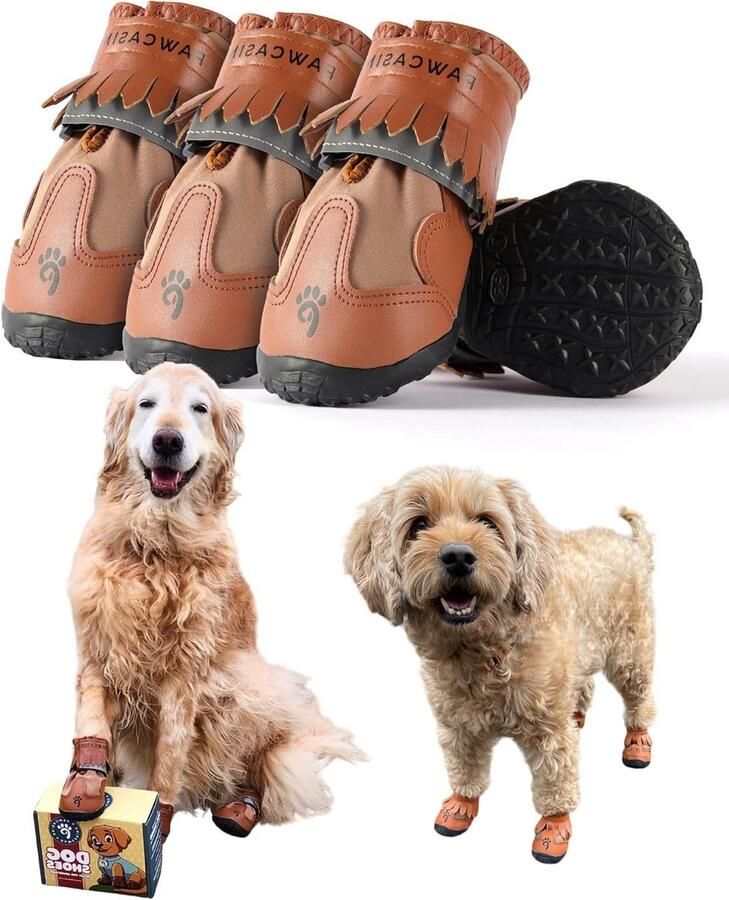Hondenschoenen Hondenlaarzen Pootbeschermers Poten Bescher Waterdicht Ade d 4 Stuks Bruin