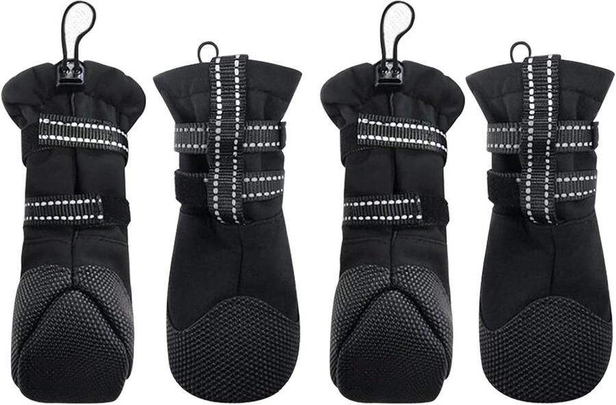 Hondenschoenen Huisdier Laarsjes Pootbescherming Buiten Waterdicht & Ade d Maat L Zwart