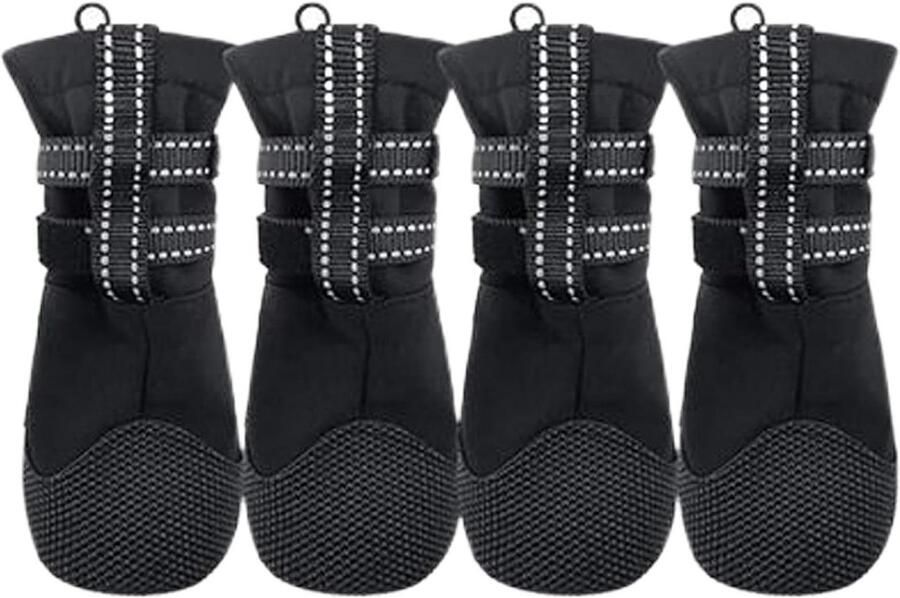 Hondenschoenen Huisdier laarzen Pootbescherming buiten Antislip zool 4 Stuks Zwart