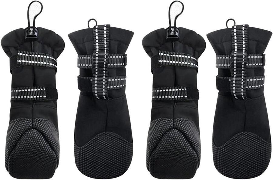 Hondenschoenen Huisdier laarzen Poten bescher Waterdicht en antislip Set van 4 Zwart