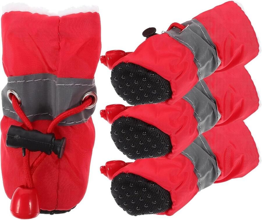 Hondenschoenen Huisdierlaarsjes Buiten Bescherming Antislip Zool Breed Rood