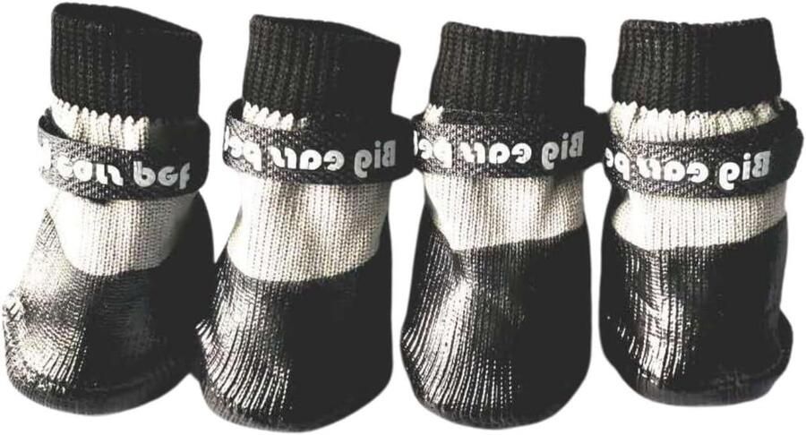 Hondenschoenen Huisdierlaarzen Pootbeschermers Bescherming Buiten Waterdicht Antislip Set van 4 Zwart