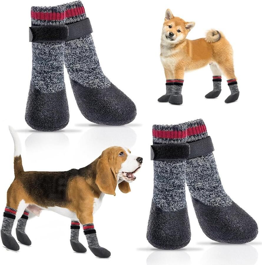 Hondenschoenen Pootbeschermers Buiten Wandelen Waterdicht Antislip 2 Paar Grijs