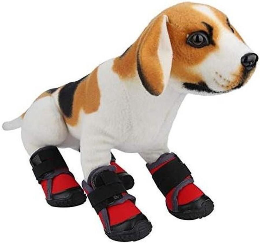 Hondenschoenen Pootbeschermers Buitenactiviteiten Hond Waterdicht Antislip 4 stuks Rood