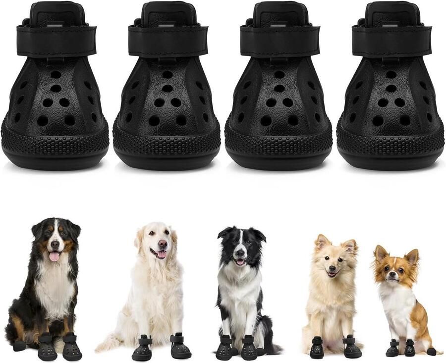 Hondenschoenen Pootbeschermers Buitenwandelingen Ade d antislip ontwerp Zwart