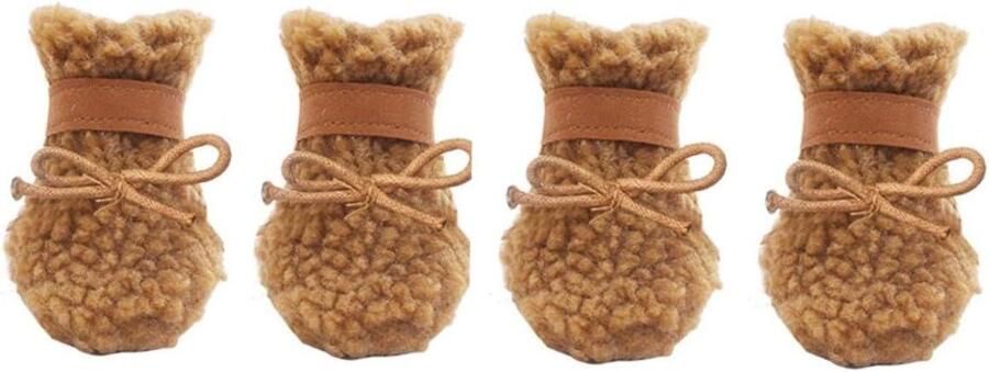 Hondenschoenen Pootbeschermers Buitenwandelingen Waterdicht en warm 4 stuks Bruin