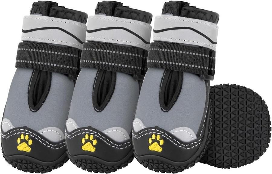 Hondenschoenen Pootbeschermers Laarsjes Bescherming buiten Waterdicht Antislip 4 stuks Grijs