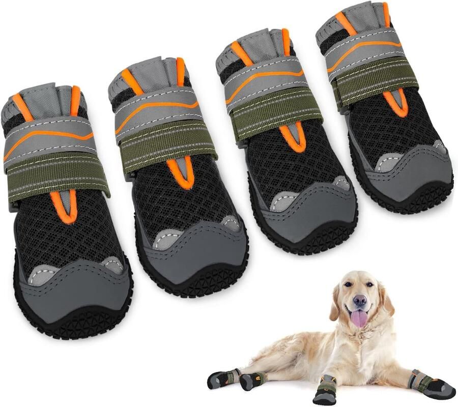 Hondenschoenen Pootbescherming Hondenlaarsjes Waterdicht Bescherming Buiten Antislip Rubberen Zool Breedte Zwart
