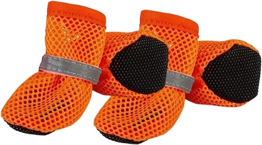 Hondenschoenen Pootbeschermers Ade de Laarsjes Buiten Wandelingen Antislip Rubberzool Maat L Oranje