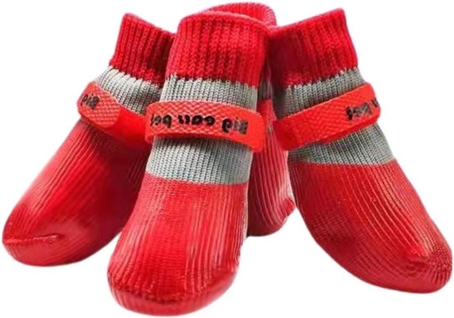 Hondenschoenen Hondenlaarsjes Pootbeschermers Bescherming Poten Waterdicht Antislip Set van 4 Rood