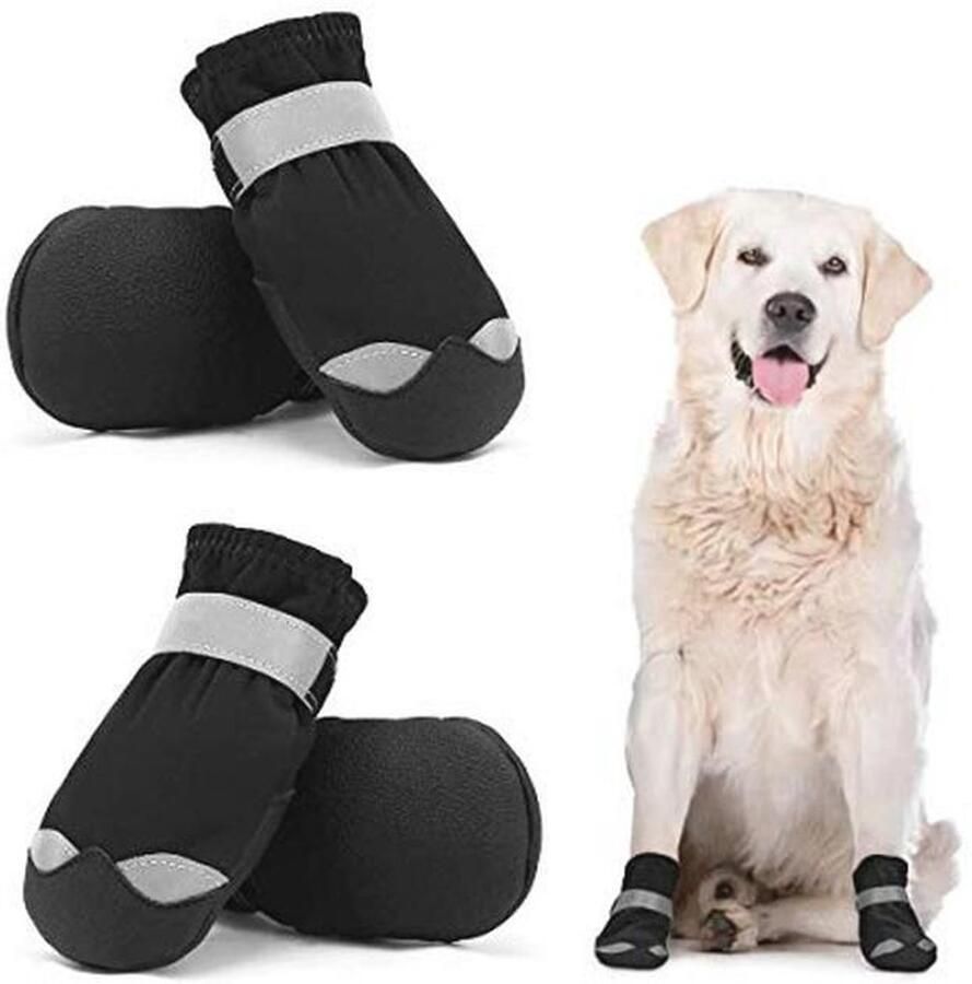 Hondenschoenen voor Grote en Middelgrote Honden Bescher de Anti-Slip Booties met Reflecterende Bandjes