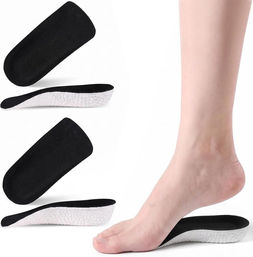 Hoogte-verhogende inlegzolen voor en gel onzichtbare hielverhoging en schokabsorberend comfortabel ideaal voor sneakers en casual schoenen