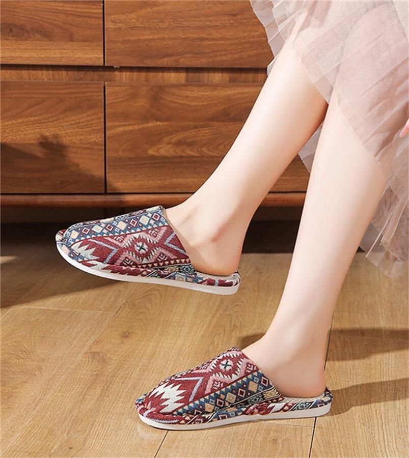Hoogwaardige pantoffels voor dames winterpatroon wasbare gastenslippers uniseks antislip