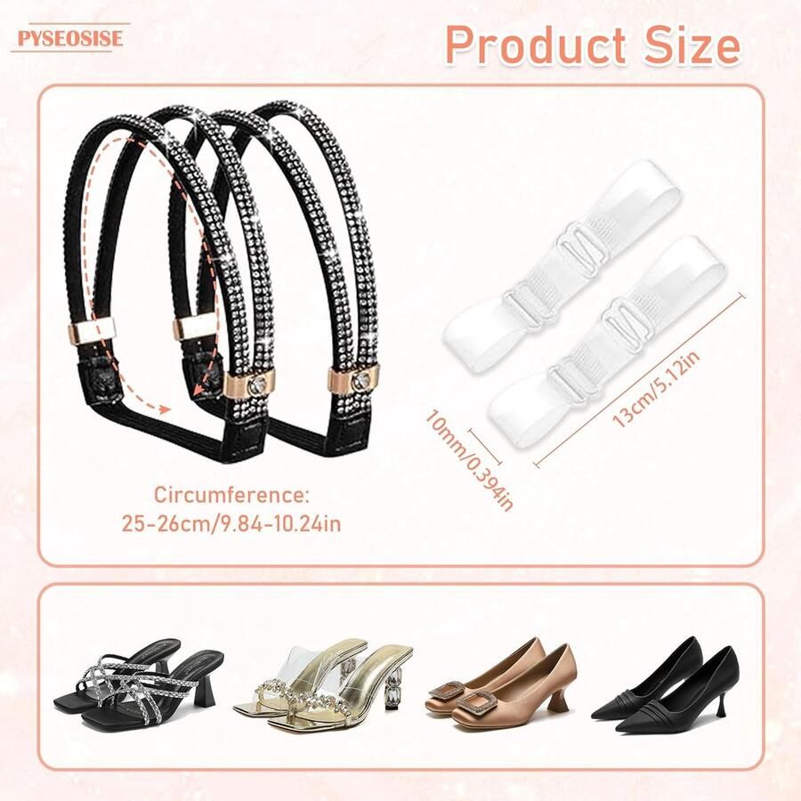 Hoogwaardige Schoenbanden voor Hakken 8 Paar Transparante en Elastische Straps voor Pumps Sandalen en Slippers Antiverlies en Comfortabel