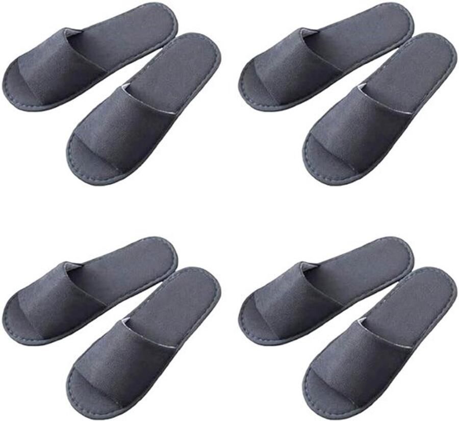 Hotel Slippers Gastenslippers Set van 4 Paar Slippers voor nen en Universele Maat Slippers voor Bruiloft Badslippers voor Gasten Hotels en Kantoor (Grijs Half Gewikkeld)