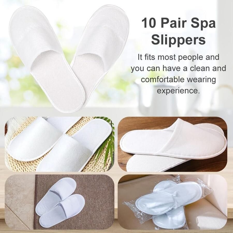 Hotel Slippers voor nen en 10 Paar Wegwerpslippers Niet-geweven Materiaal Ideaal voor Spa en Thuis SnelShoppen