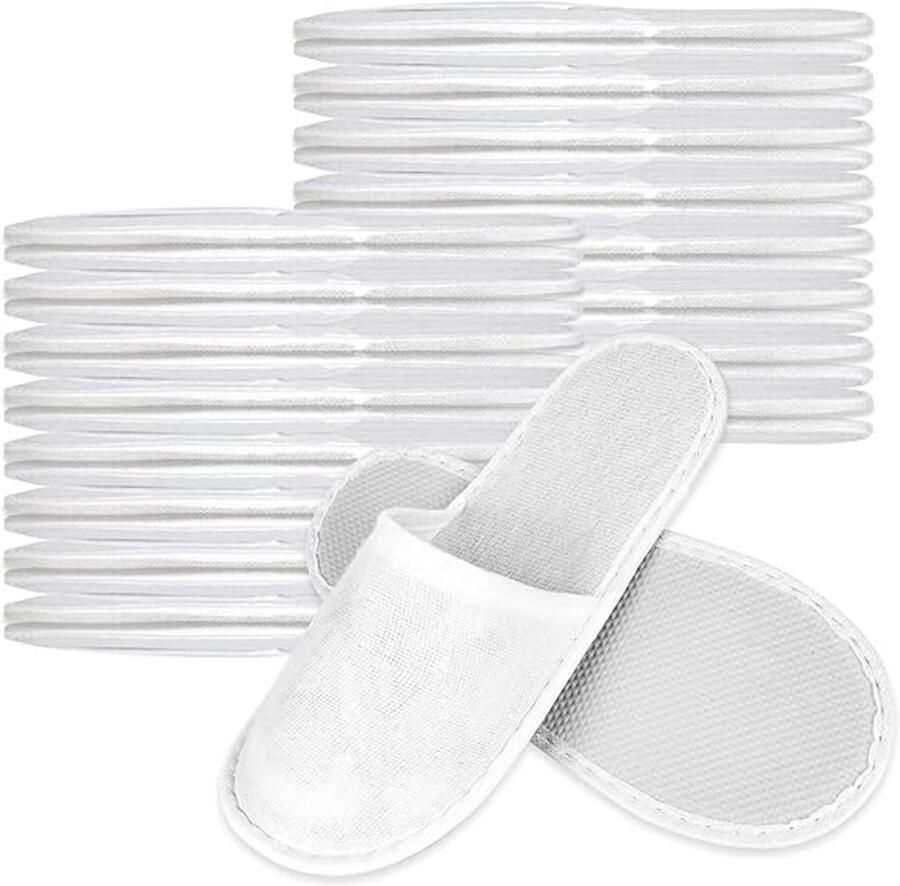 Hotelpantoffels Wegwerp Zachte Badstof Pantoffels Comfort & Hygiëne Dikke 5 mm Zool Ideaal voor Hotel Spa en Gasten 20 Paar Universele