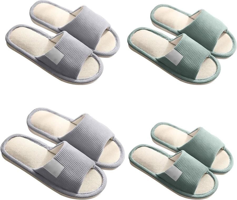 Hotelslippers Gastenslippers Linnen pantoffels Thuisgebruik Open teen ontwerp 4 paar Meerdere kleuren