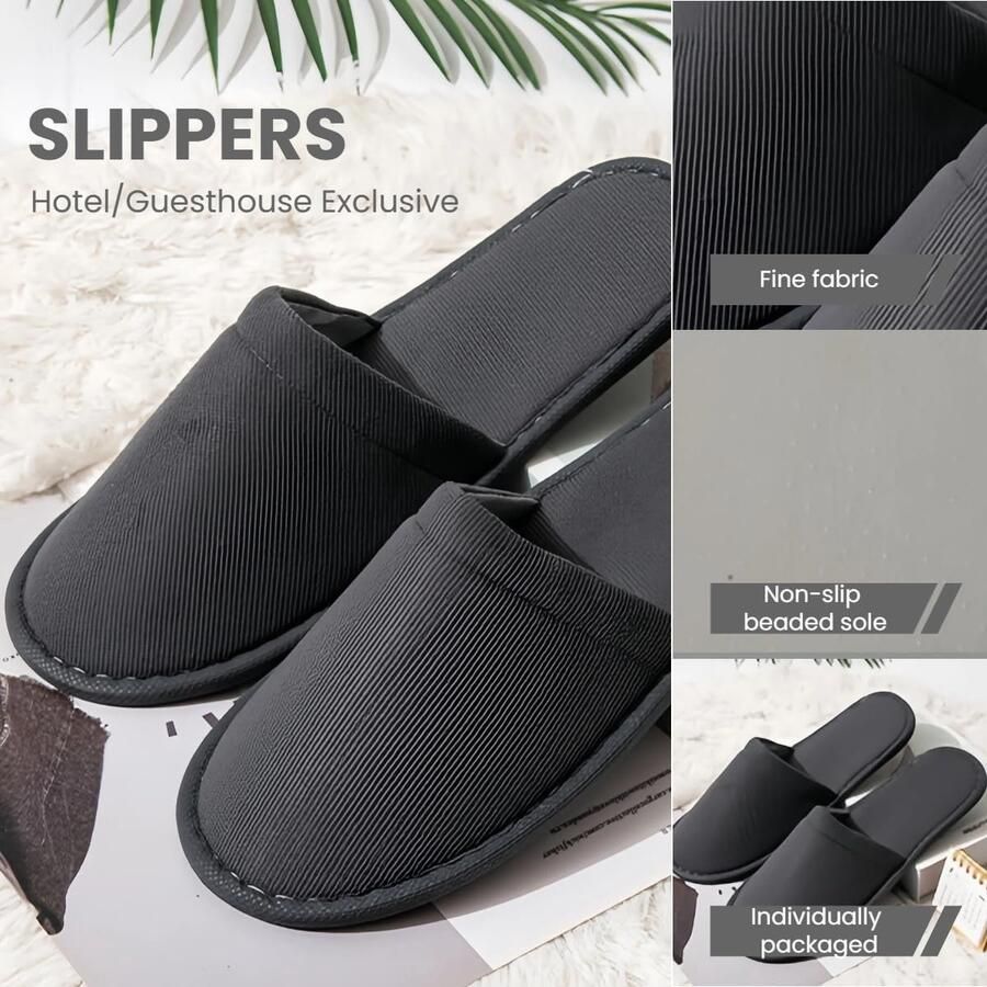 Hotelslippers wegwerppantoffels draagbare antislip wegwerppantoffels hotelslippers wegwerp voor hotel spa thuis gasten reizen en afzonderlijk verpakt grijs