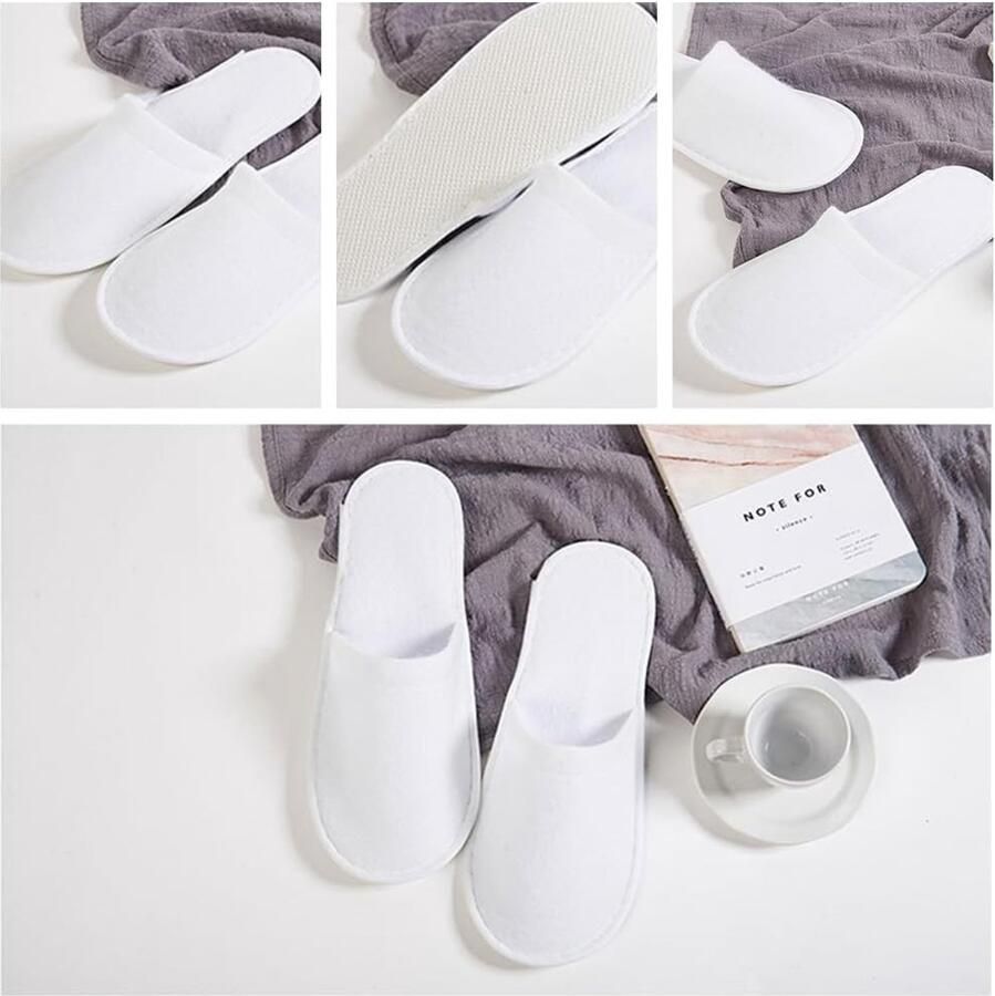 Hotelslippers Wit Voor Volwassenen Comfortabele Sloffen voor Thuis en Hotelgebruik