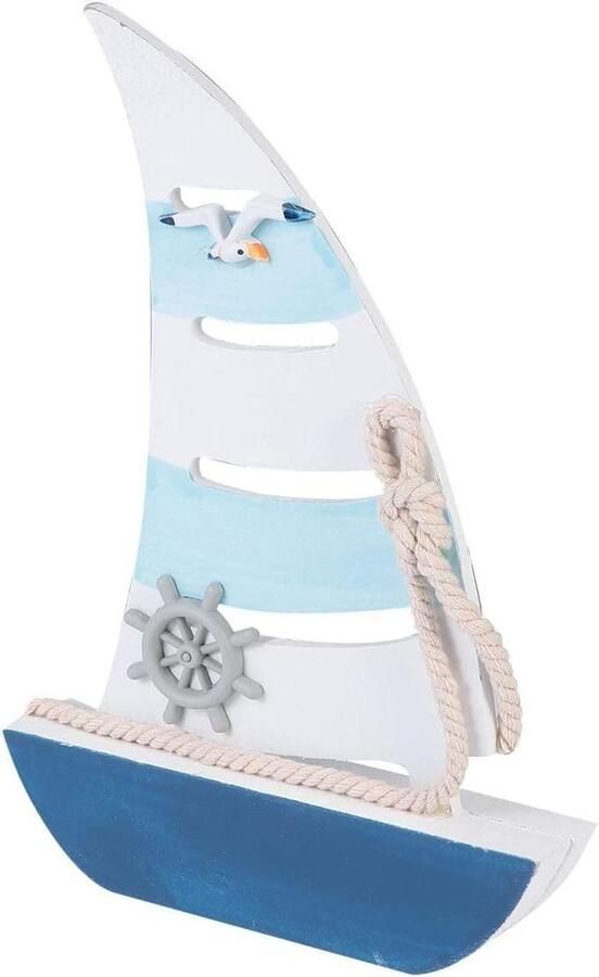 Houten Boot Decoratie Maritiem Model Woonkamer Aankleden Middellandse Zee Stijl Blauw