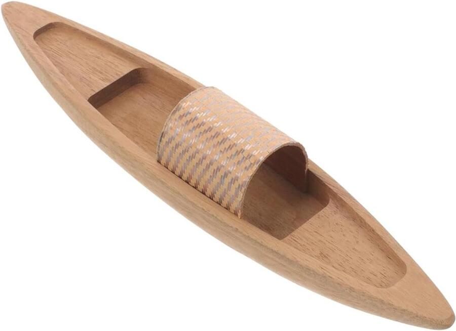 Houten Boot Model Miniatuur Kano Woondecoratie Natuurlijk Houtmateriaal Khaki