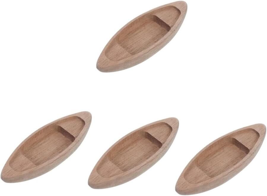 Houten Boot Model Scheepsdecoratie Huisdecoratie Rustieke Houtstructuur 4 Stuks Lichtbruin